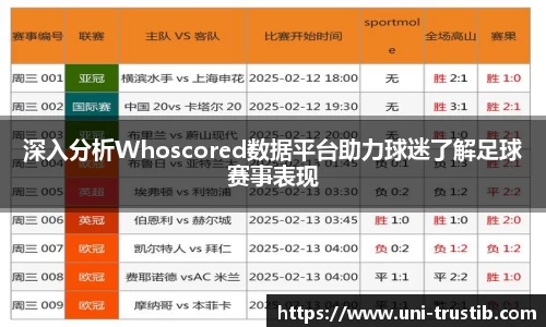 深入分析Whoscored数据平台助力球迷了解足球赛事表现